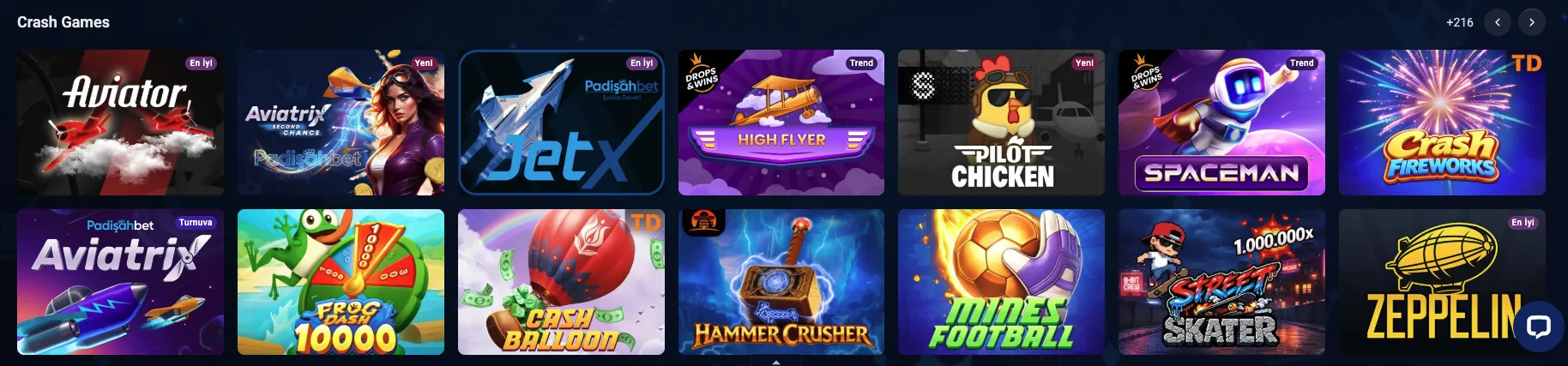 Padişahbet crash oyunları lobisi: Aviator, Aviatrix, JetX, Spaceman, Zeppelin ve diğer crash oyunları