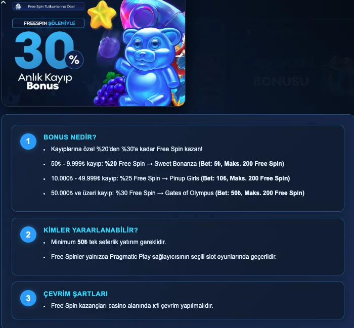 Padişahbet 'a varan anlık kayıp bonusu: kayıp tutarına göre , ve oranında Pragmatic Play slotlarında freespin